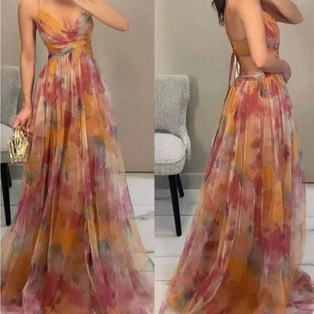 SHEIN Multicolor Backless Maxi Dress